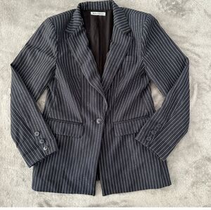 Reformation Navy Pinstripe One Button Blazer Jacket Women's size XS